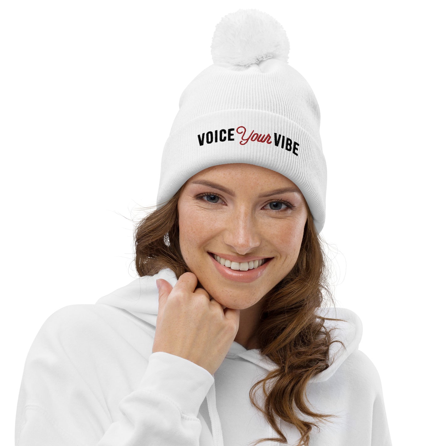 Voice Your Vibe Pom Pom Beanie